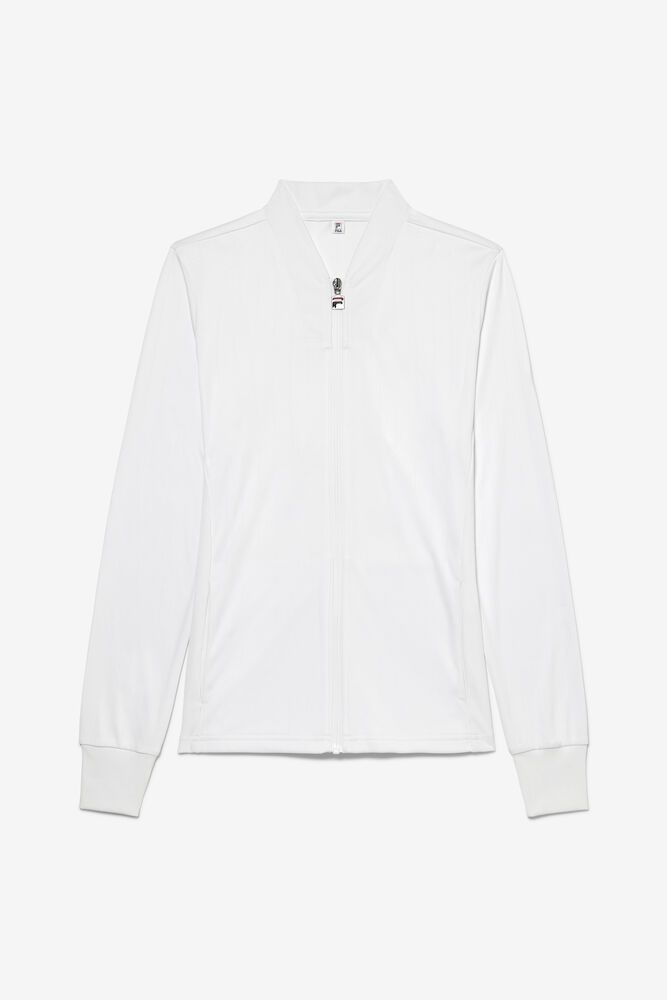 Fila Jacket Womens White - White Line Track - Philippines 1724689-JI